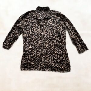 BooHoo Leopard Print Button Up Shirt 16 EUC